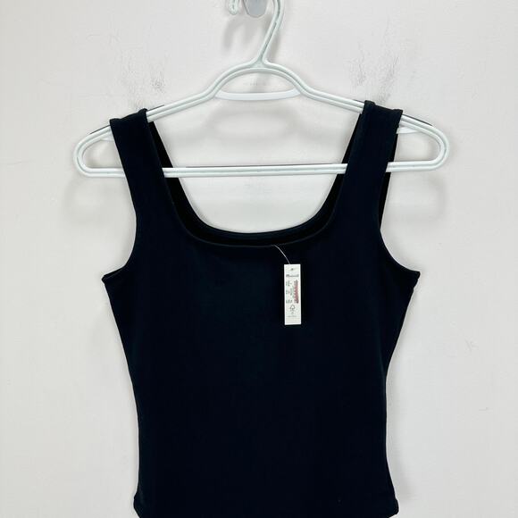 Madewell Wide Strap Tank Thong Bodysuit Black Stretch Cotton Blend Small NWT - Picture 8 of 13